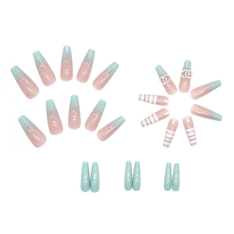 Long Gradient Temperament Ins Style Manicure Luxury Shiny Diamond In The Debris Wear Nail