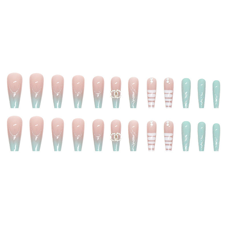 Long Gradient Temperament Ins Style Manicure Luxury Shiny Diamond In The Debris Wear Nail